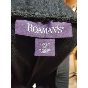 Roman's Women Black Cotton & Polyester Mid Rise Pull On Casual Trousers 22/24